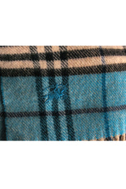 Current Boutique-Burberry - Blue Tartan Print Wool & Cashmere Blend Scarf