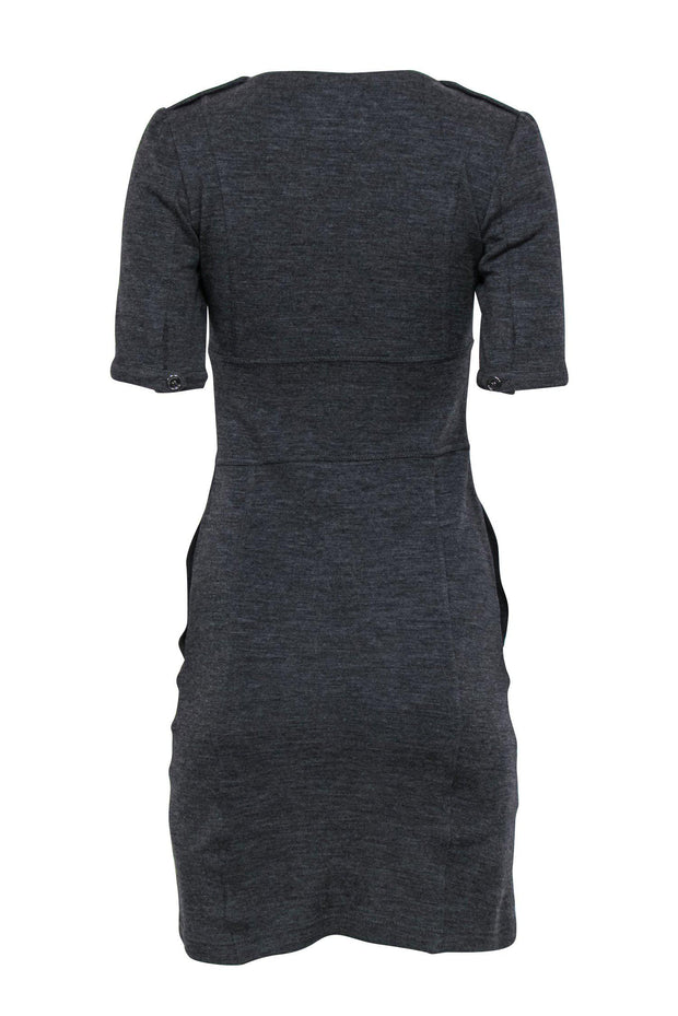 Current Boutique-Burberry Brit - Gray Heathered Zip-Up Bodycon Dress Sz 6