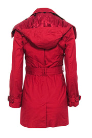 Current Boutique-Burberry Brit - Red Double Breasted Hooded Trench Coat w/ Removable Lining Sz 2