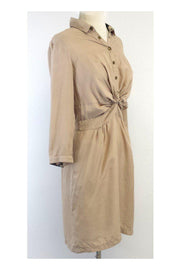 Current Boutique-Burberry Brit - Tan Silk Button-Up Top Dress Sz 6
