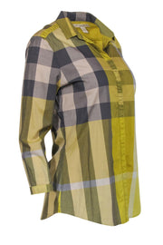 Current Boutique-Burberry Brit - Yellow & Grey Signature Plaid Cotton Button-Up Sz S