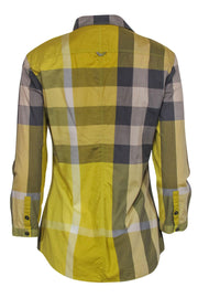 Current Boutique-Burberry Brit - Yellow & Grey Signature Plaid Cotton Button-Up Sz S