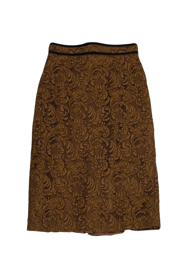 Current Boutique-Burberry - Brown Lace Pencil Skirt Sz 4