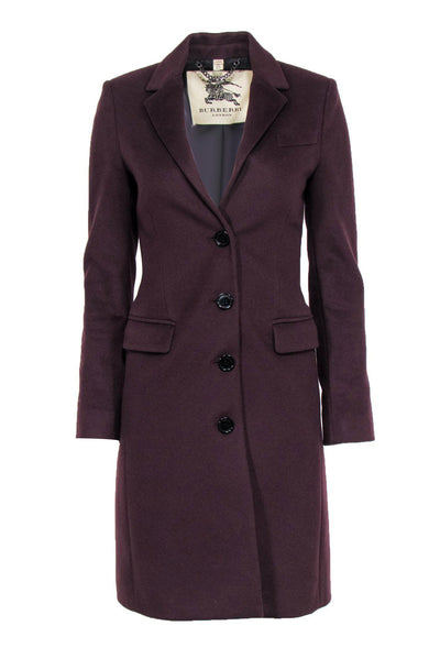 Current Boutique-Burberry - Burgundy Longline Wool Blend Coat Sz 4