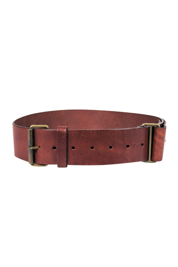 Current Boutique-Burberry - Chestnut Brown Leather Belt w/ Large Buckle