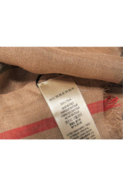 Current Boutique-Burberry - Classic Tan Tartan Plaid Lightweight Scarf