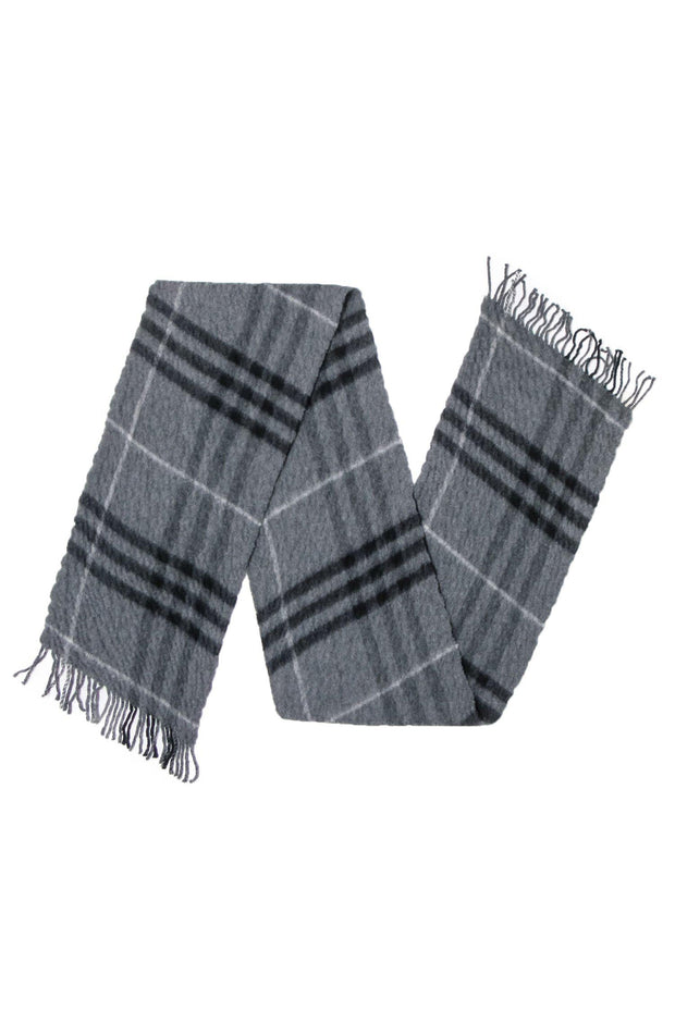 Current Boutique-Burberry - Dark Grey Cashmere & Wool Plaid Scarf