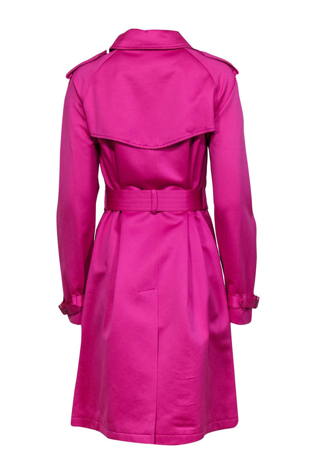 Current Boutique-Burberry - Hot Pink Double Breasted Belted Trench Coat Sz 8