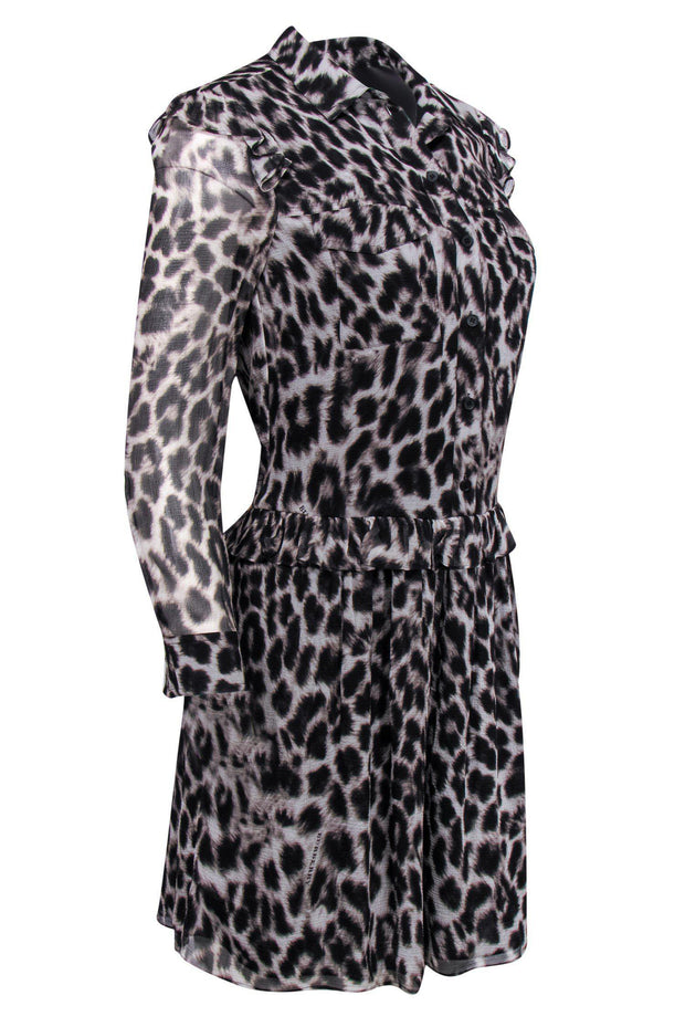 Current Boutique-Burberry - Leopard Print Button Down Silk Dress Sz 4