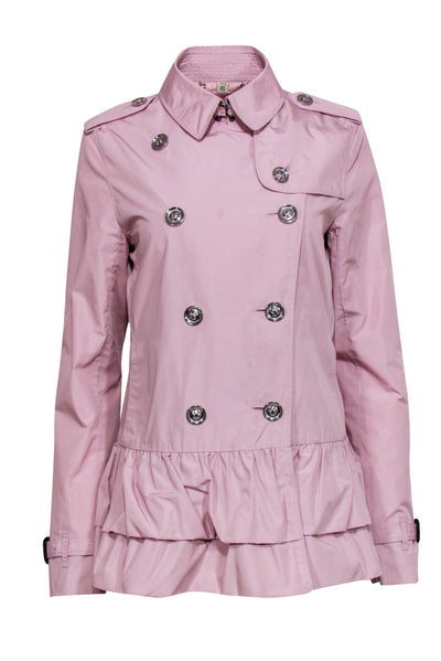 Current Boutique-Burberry - Light Pink Double Breasted Button-Up Jacket w/ Peplum Sz 8