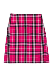 Current Boutique-Burberry London - Pink & Black Plaid A-Line Skirt Sz 6