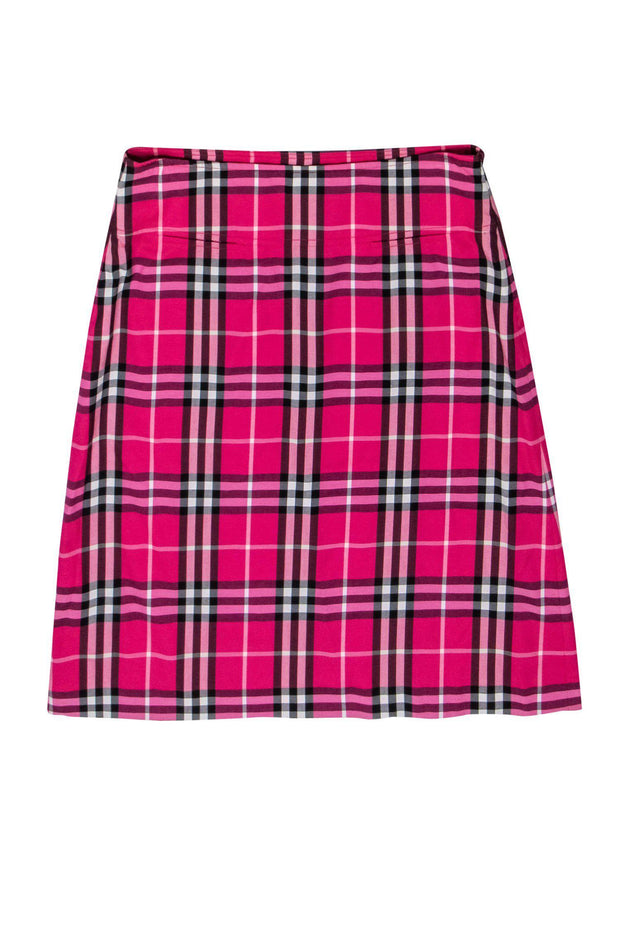 Current Boutique-Burberry London - Pink & Black Plaid A-Line Skirt Sz 6