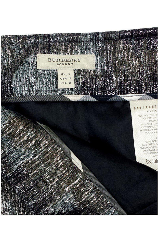 Current Boutique-Burberry - Metallic Grey, Black, Olive & Blue Skirt Sz 4