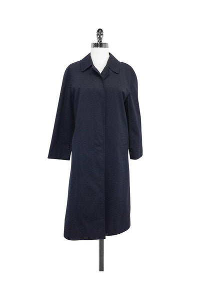 Current Boutique-Burberry - Navy Cotton Blend Coat Sz M