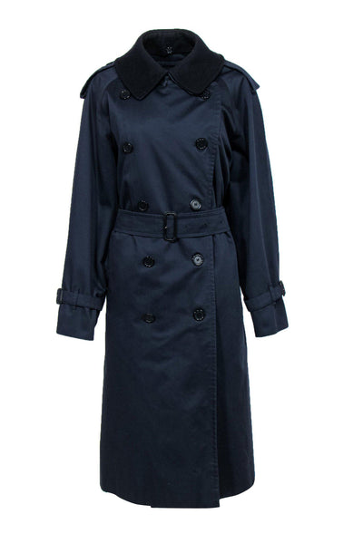 Current Boutique-Burberry - Navy Longline Double Breasted Trench Coat w/ Removable Lining Sz 10