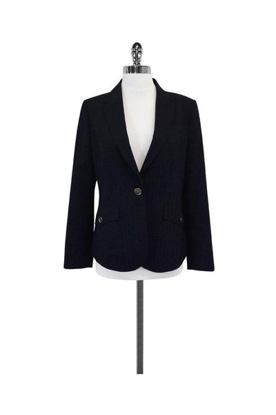 Current Boutique-Burberry - Navy Wool Pinstripe Jacket Sz 8