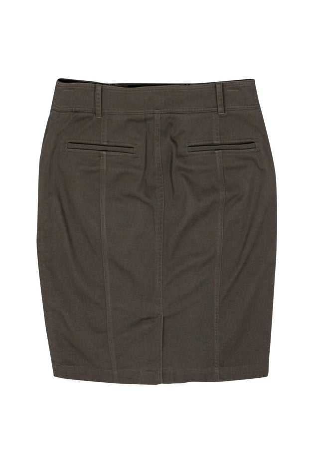 Current Boutique-Burberry - Olive Green Cotton Pencil Skirt w/ Double Zippers Sz 4