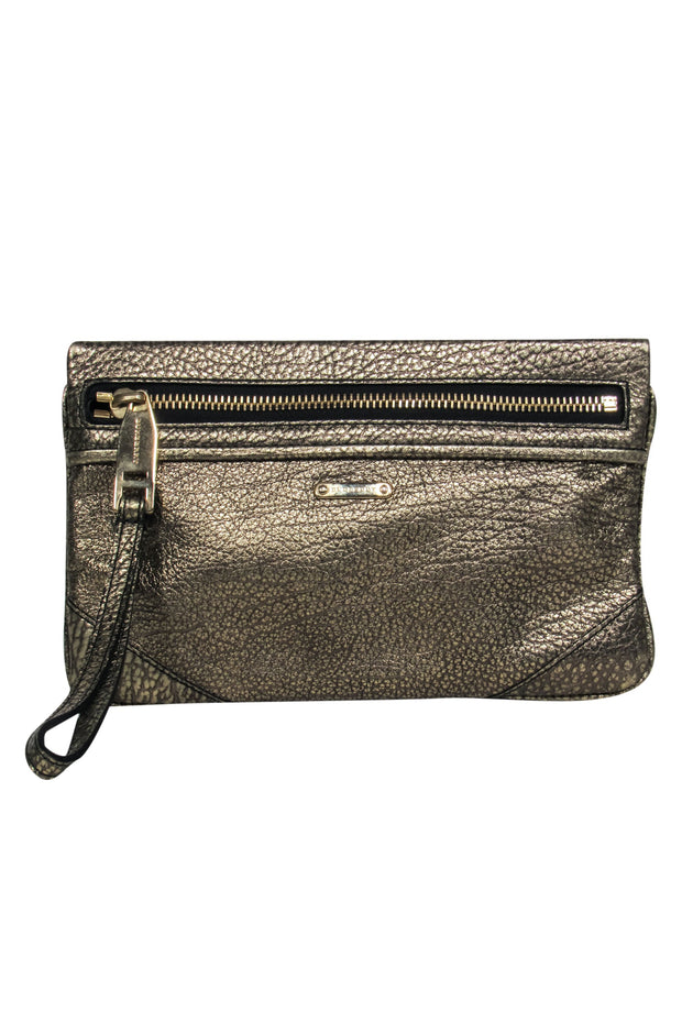 Current Boutique-Burberry - Pebbled Gold Leather Zippered Wristlet