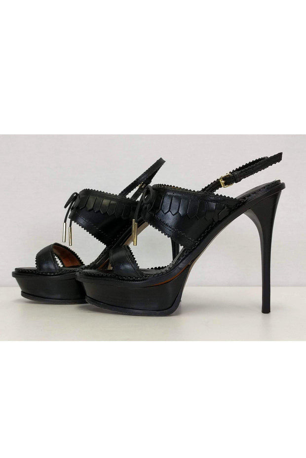 Current Boutique-Burberry Prorsum - Black Leather Platform Sandals Sz 9