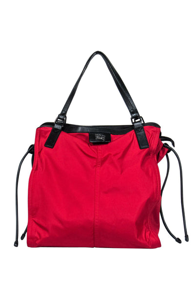 Current Boutique-Burberry - Red Nylon Tote w/ Leather Trim