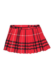 Current Boutique-Burberry - Red Plaid Pleated Miniskirt Sz 14