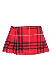 Current Boutique-Burberry - Red Plaid Pleated Miniskirt Sz 14