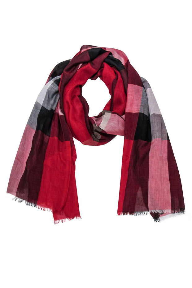 Burberry - Red Plaid Scarf – Current Boutique