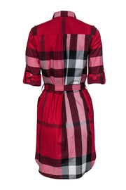 Current Boutique-Burberry - Red, White & Grey Plaid Shift Dress w/ Belt Sz 4