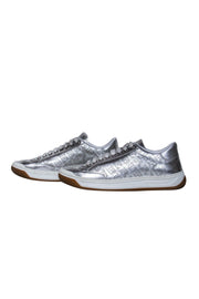Current Boutique-Burberry - Silver Logo Print Lace-Up Platform Sneakers Sz 8.5