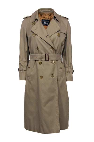 Current Boutique-Burberry - Tan Double Breasted Trench Coat w/ Removable Lining Sz P