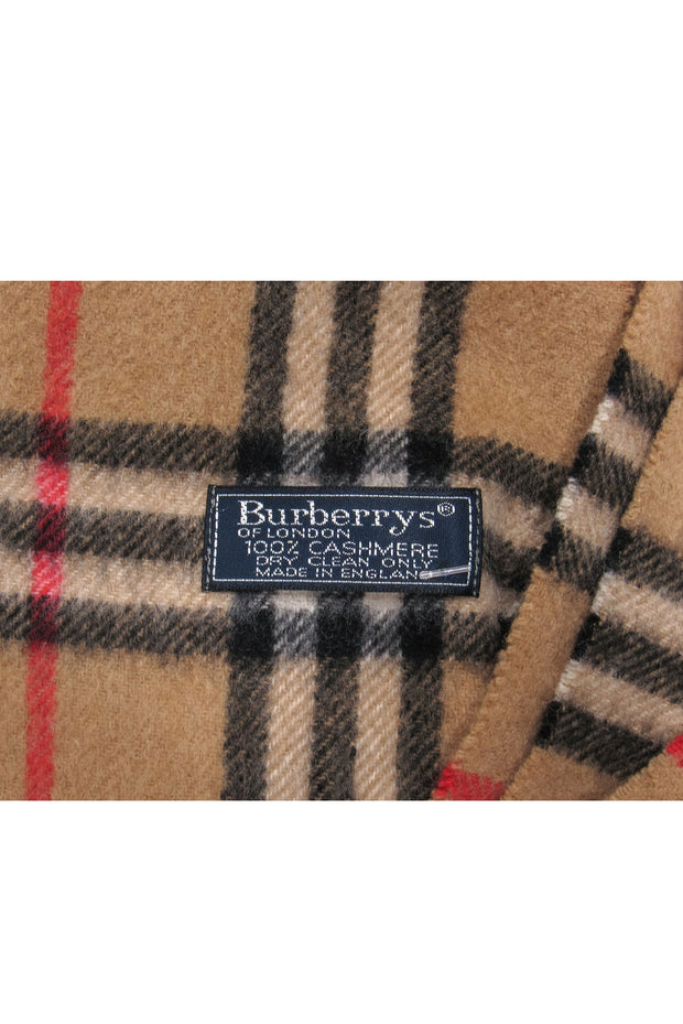 Current Boutique-Burberry - Tan Tartan Print Cashmere Scarf