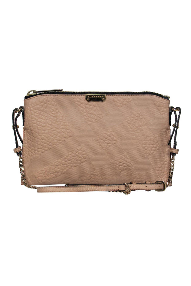 Current Boutique-Burberry - Tan Textured Leather Crossbody w/ Gold Chain Strap