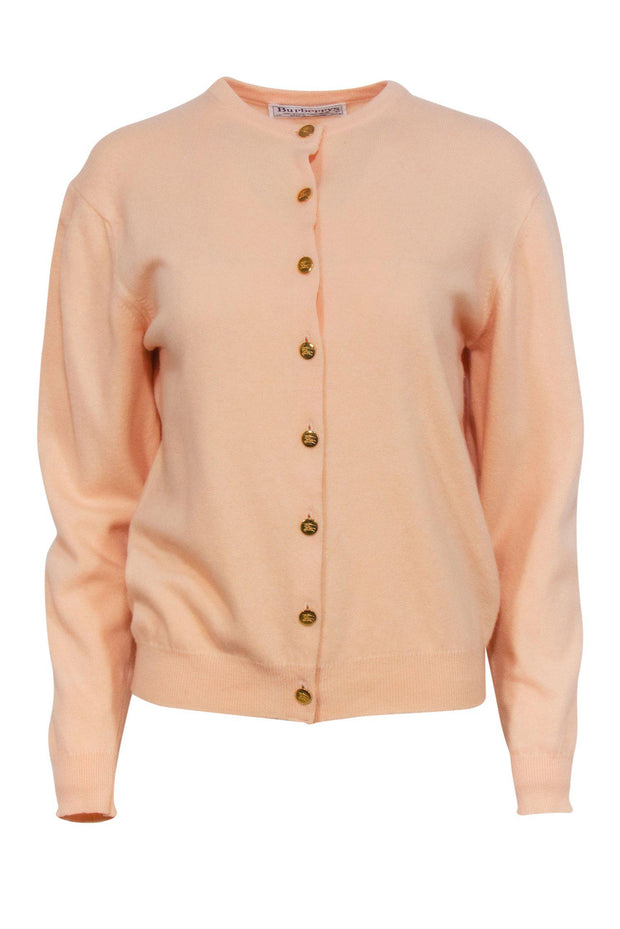 Current Boutique-Burberry - Vintage Peach Button-Up Wool Cardigan Sz S