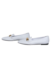Current Boutique-Burberry - White Leather Loafers w/ Gold Buckle Sz 8