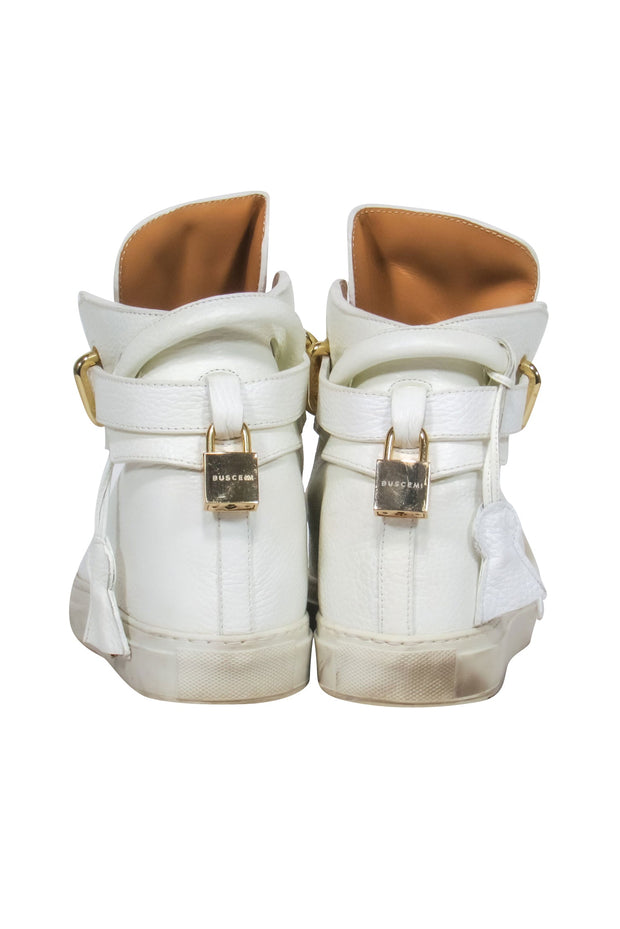 Current Boutique-Buscemi - White 100MM Sneakers w/ Gold-Toned Hardware Sz 9.5