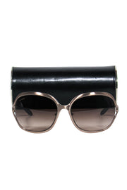 Current Boutique-Bvlgari - Light Gold Metallic Oversized Sunglasses w/ Rhinestones