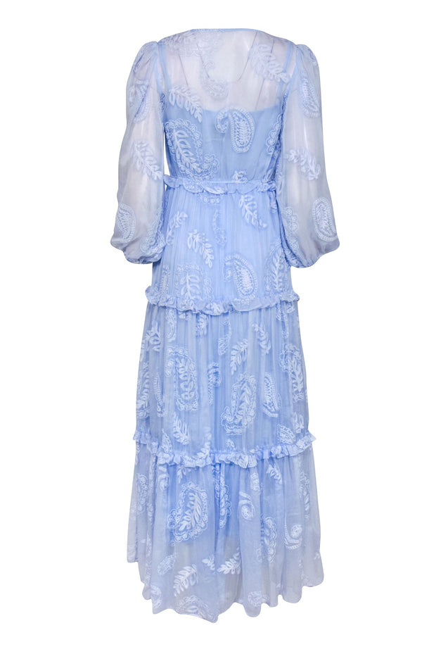 Current Boutique-By Malina - Powder Blue Long Sleeve Maxi Dress Sx XS