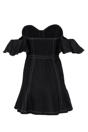 Current Boutique-C/MEO Collective - Black Denim Off-the-Shoulder Zip-Up Dress Sz S