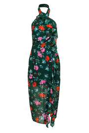 Current Boutique-C/MEO Collective - Emerald Green Floral "Elude" Ruffled Halter Dress Sz S