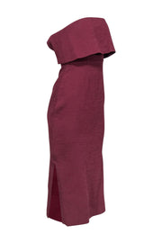 Current Boutique-C/MEO Collective - Rust Red Ribbed Strapless Bodycon Midi Dress Sz