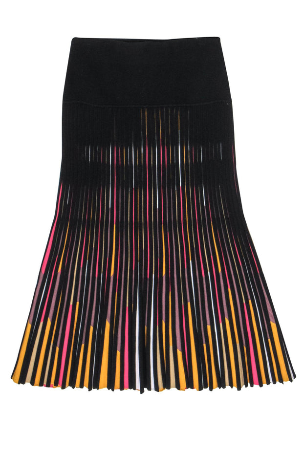 Current Boutique-COS - Black Pleated Midi Knit Skirt w/ Multicolored Accents Sz XS