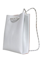 Current Boutique-COS - White Leather Rope Drawstring Backpack