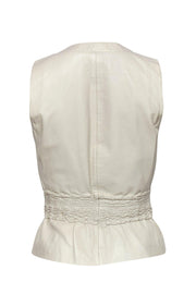 Current Boutique-Cache - Beige Leather Fitted Zip-Up Vest Sz 2