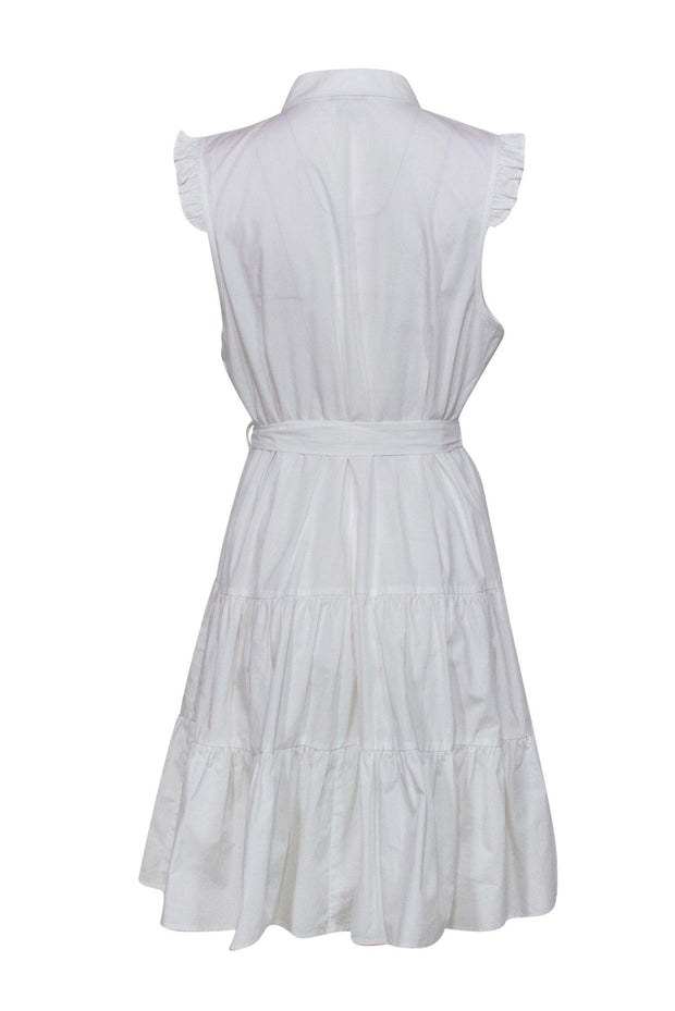 Current Boutique-Calvin Klein - White Sleeveless Button-Up Tiered A-Line Dress Sz 12