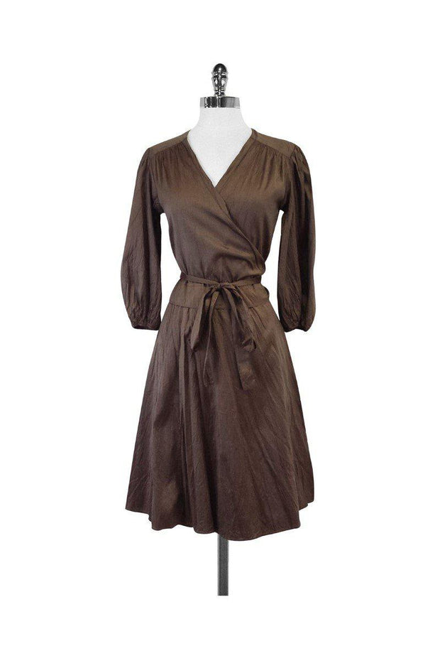 Current Boutique-Calypso - Brown Silk Wrap Dress Sz XS