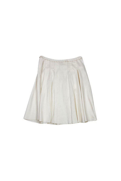 Current Boutique-Calypso - Cream Silk Pleated Skirt Sz S
