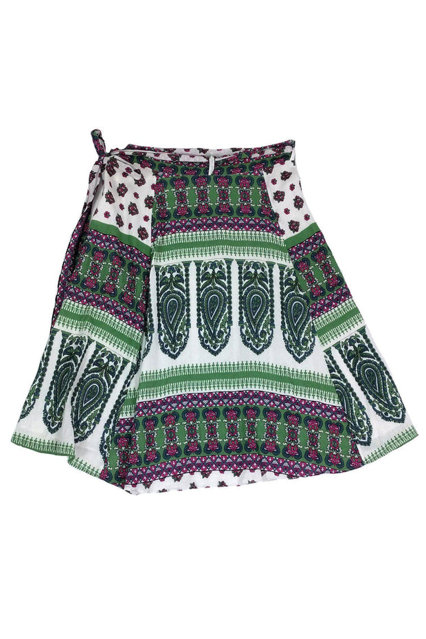 Current Boutique-Calypso - Multicolor Paisley Cotton Wrap Skirt Sz S