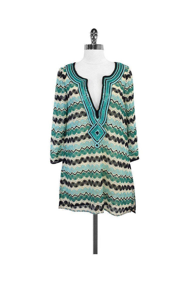 Current Boutique-Calypso - Turquoise & Green Knit Tunic Sz M