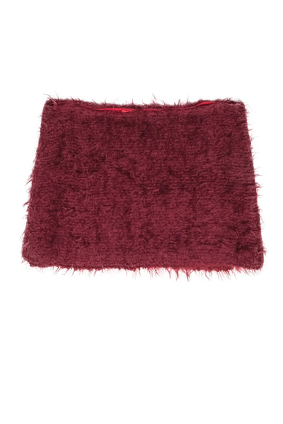 Current Boutique-Camilla Signori - Maroon Red Fuzzy Knit Mini Skirt Sz 6