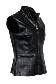 Current Boutique-Carlisle - Black Leather Zip-Up Vest Sz 8